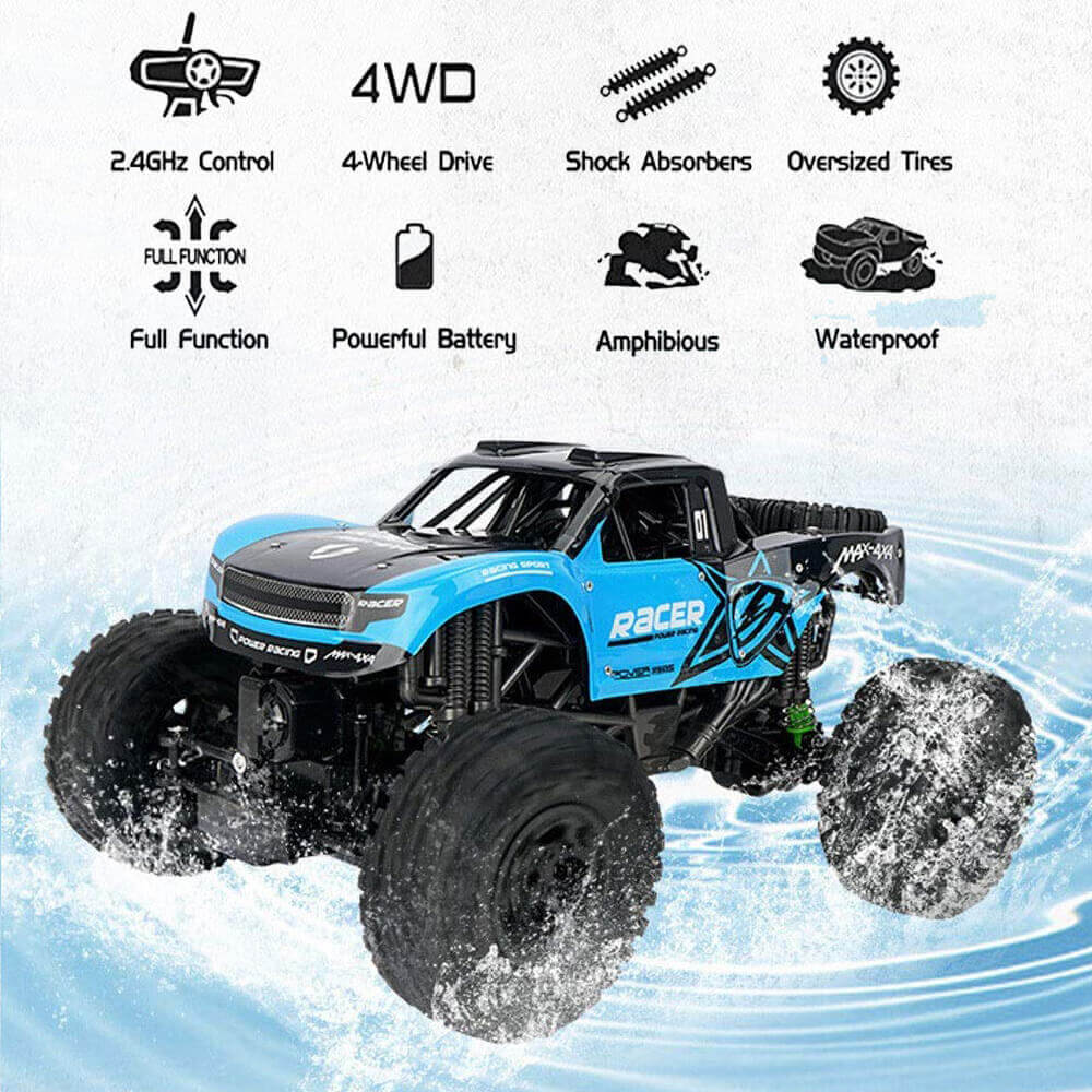 Amphibious RC Car 100% Waterproof Off-Road Monster Vehicle 2.4GH Remote Control Truck