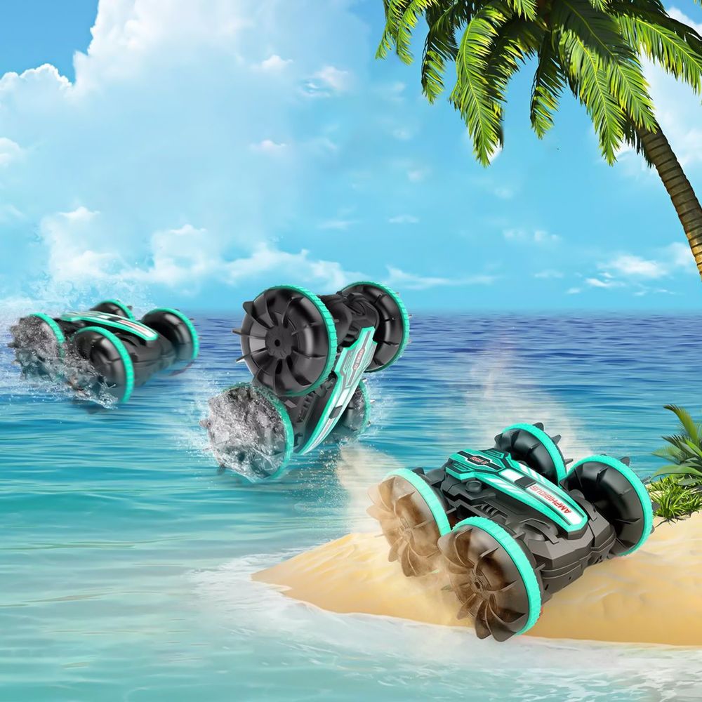 Amphibious Stunt RC Car 360° Rotate and 180° Flips Water Land Remote Control Car