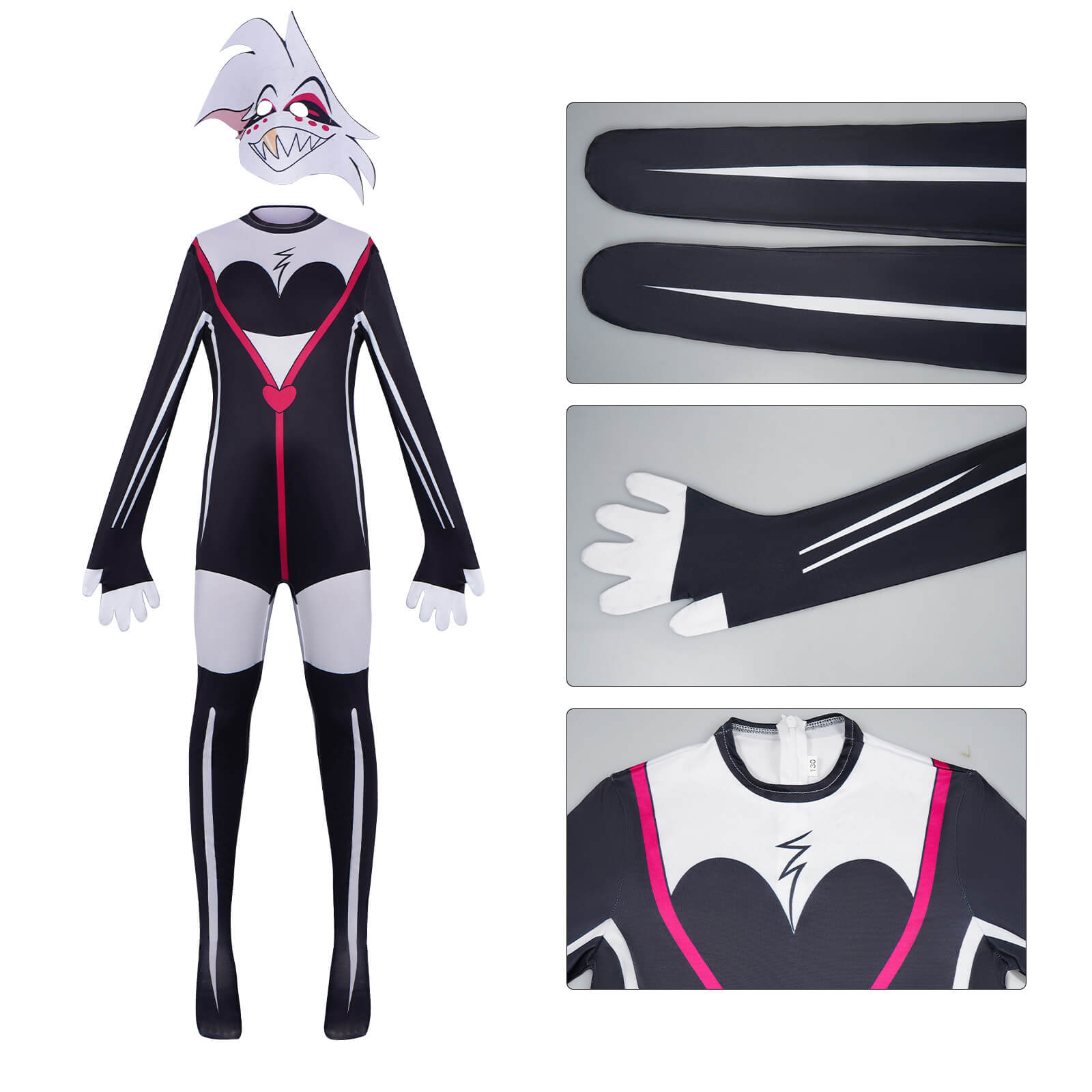 Hazbin Hotel Cosplay Jumpsuit with Mask Party Carnival Halloween Costumes