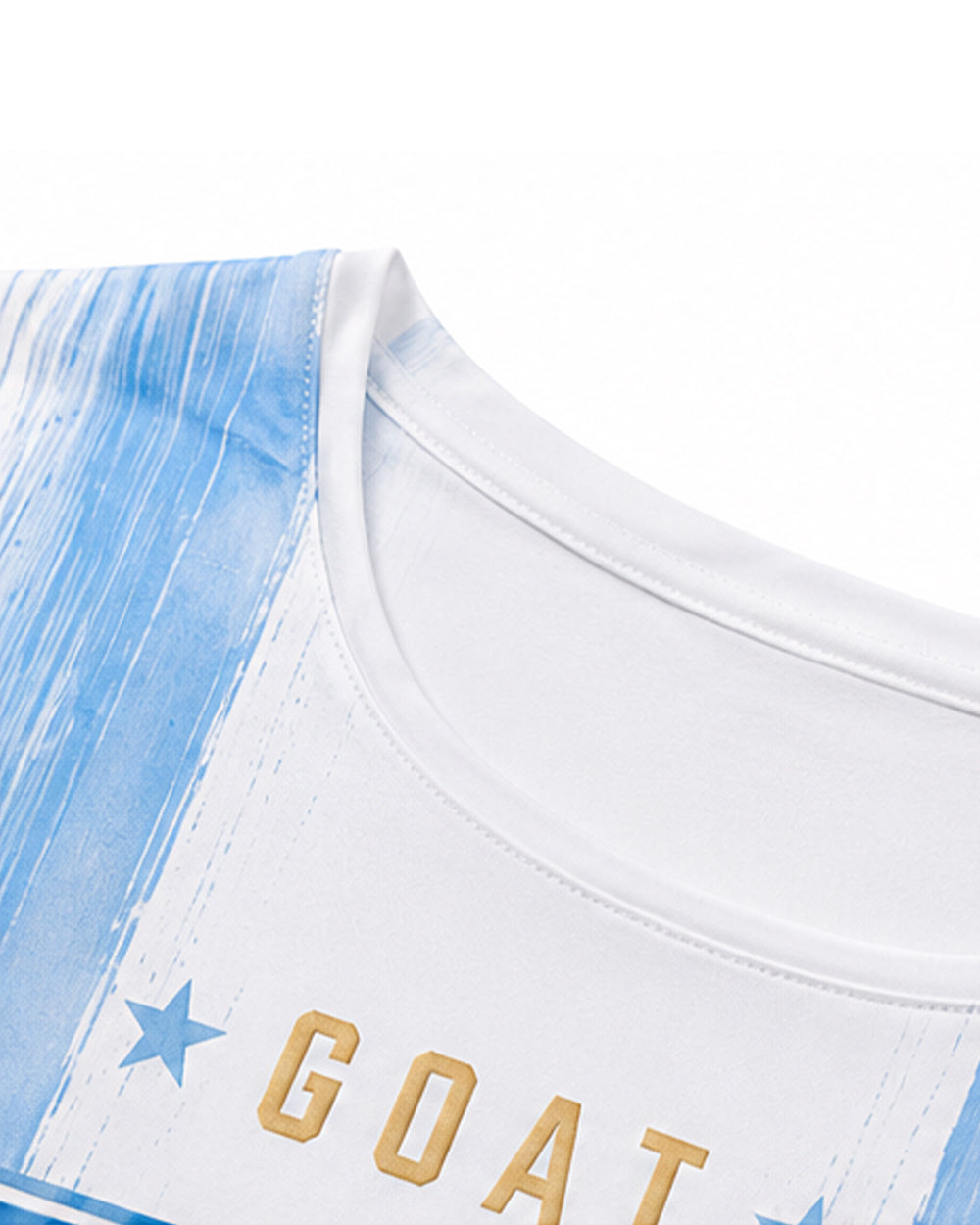 Women Argentina Jersey White and Sky Blue Off Shoulder T-Shirt for Match Day Watching Party