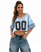 Women Argentina Jersey Blue White Striped Breathable Soccer Shirt for Stadium Wear Game Day Parties