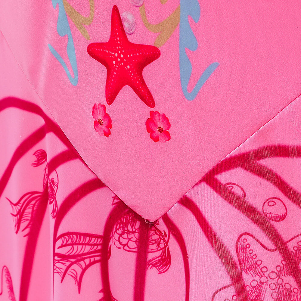 Kids Mermaid Ariel Pink Dress Mermaid Tail Wig Headband Accessories Girls Princess Full Set Costume