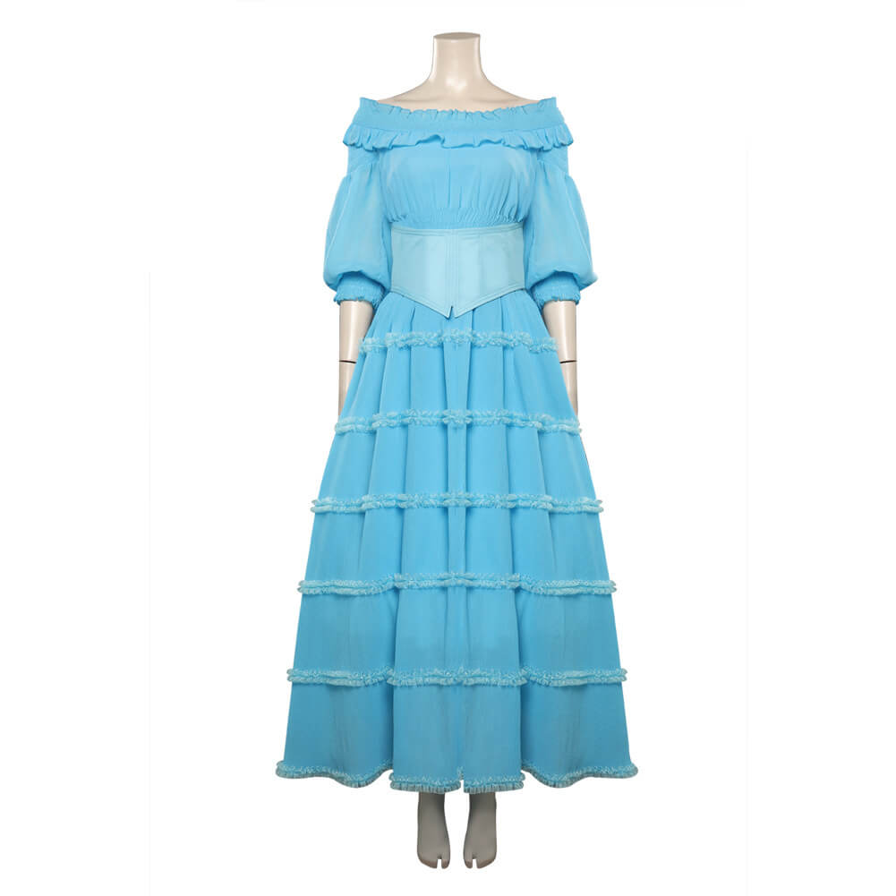 Adult Ariel Dress Blue Ruffle With Tiered Sleeves Dress Princess Ariel Costume