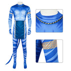 Jake Sully Costume Blue Bodysuit with Apron 2-Piece Set Pandora Cosplay Outfit