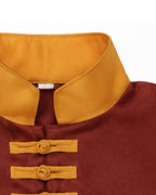 Airbender Master Costume Orange Outfit with Shoulder Mantle for Boys Mens Halloween Cosplay