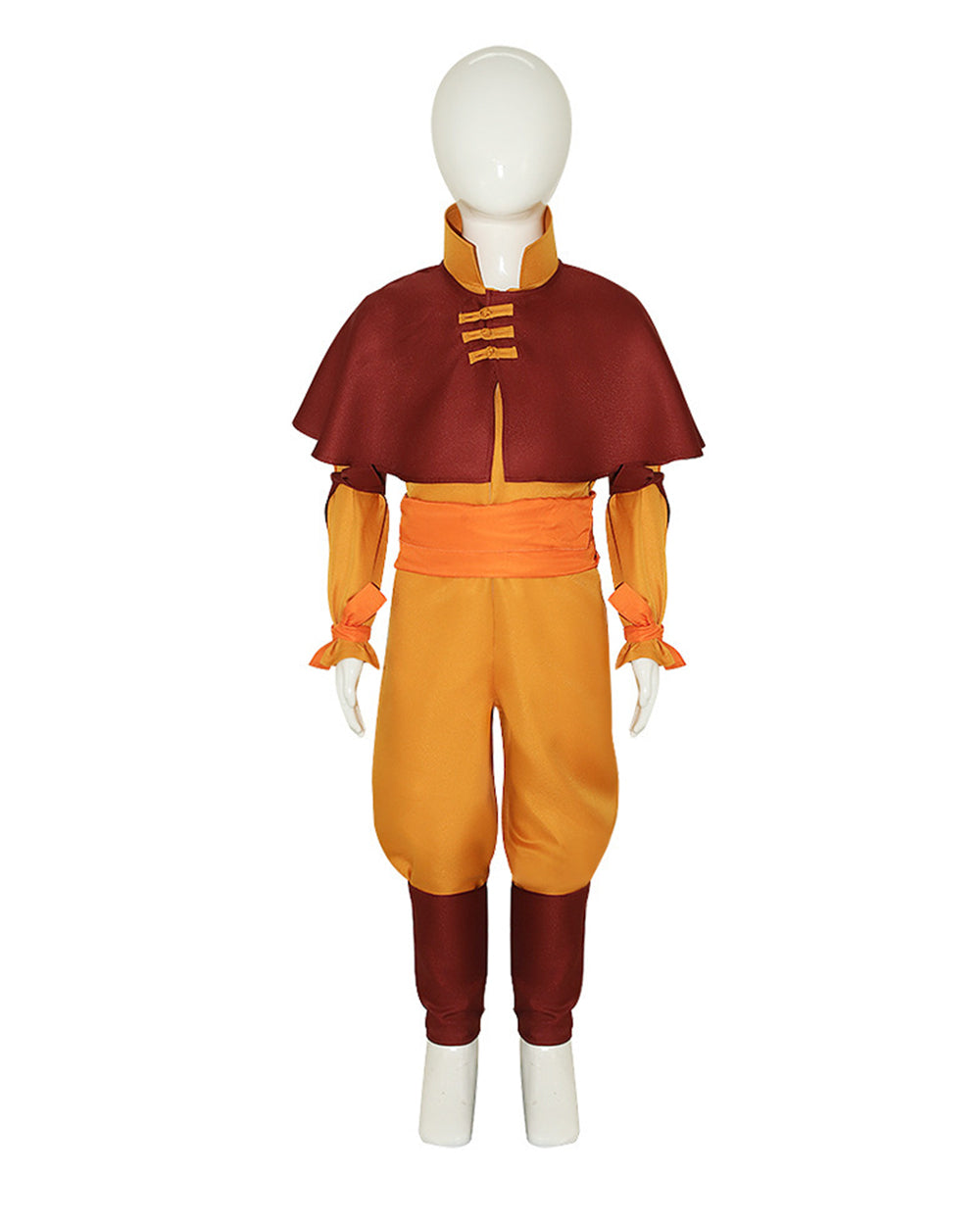 Airbender Master Costume Orange Outfit with Shoulder Mantle for Boys Mens Halloween Cosplay