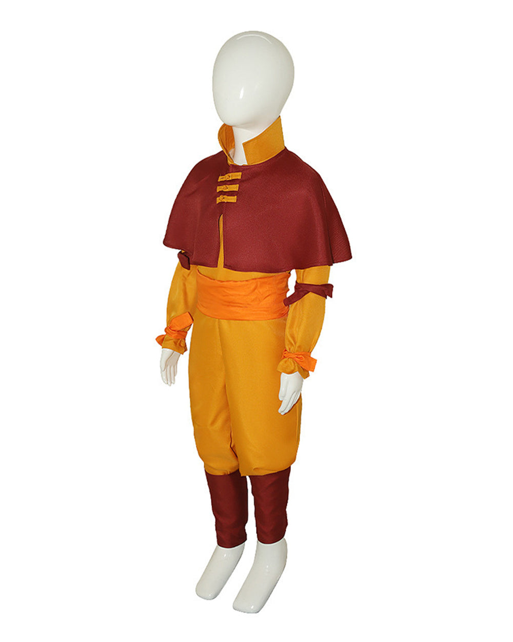 Airbender Master Costume Orange Outfit with Shoulder Mantle for Boys Mens Halloween Cosplay