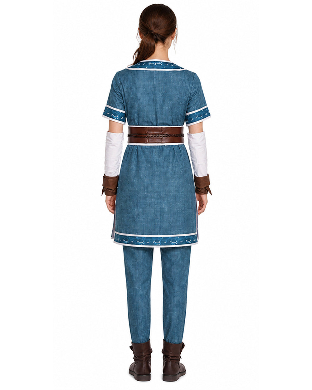 Kids Adults Katara Costume Blue Waterbender Master Robe Suit with Belt and Sleeves for Cosplay Party