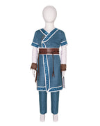 Kids Adults Katara Costume Blue Waterbender Master Robe Suit with Belt and Sleeves for Cosplay Party