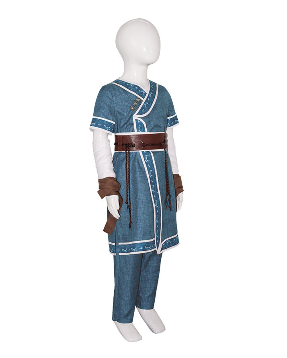 Kids Adults Katara Costume Blue Waterbender Master Robe Suit with Belt and Sleeves for Cosplay Party