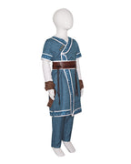 Kids Adults Katara Costume Blue Waterbender Master Robe Suit with Belt and Sleeves for Cosplay Party