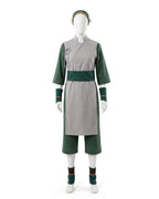 Toph Cosplay Costume Green Earthbending Suit with Hairband for Adults Kids Stage Performance
