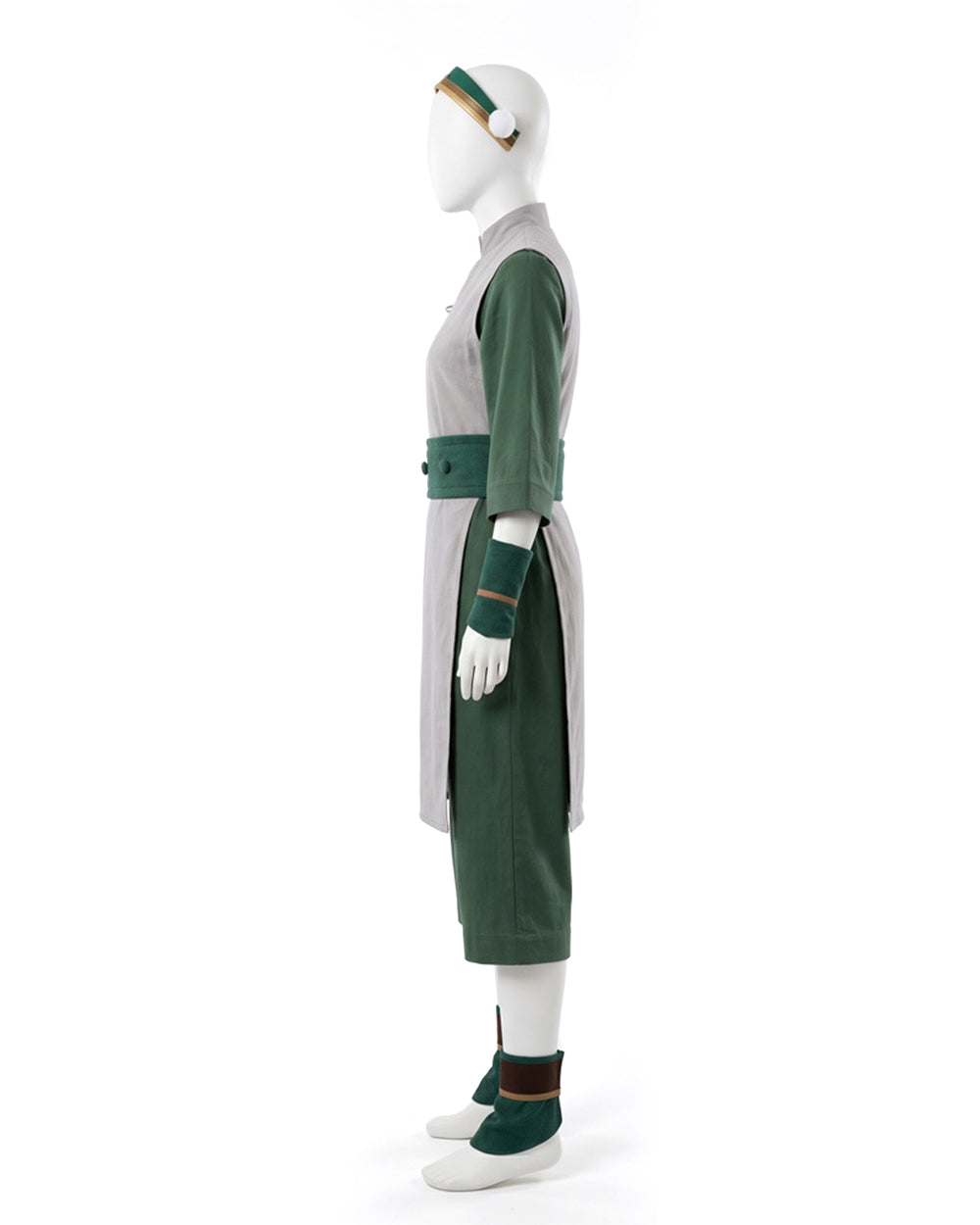 Toph Cosplay Costume Green Earthbending Suit with Hairband for Adults Kids Stage Performance