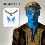 Jake Sully Costume Spandex Na'vi Outfit Blue Jumpsuit with Tail and Apron Set