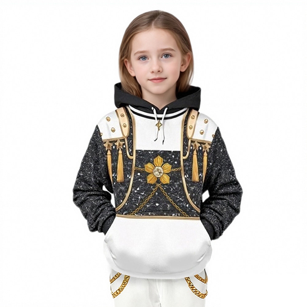 Golden Hoodie and Pants Outfit Pop Star Performance Set Everyday Casual Streetwear