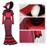 Women Rosie Emalyn Costume Demon Red Dress Hat Suit for Cosplay Party