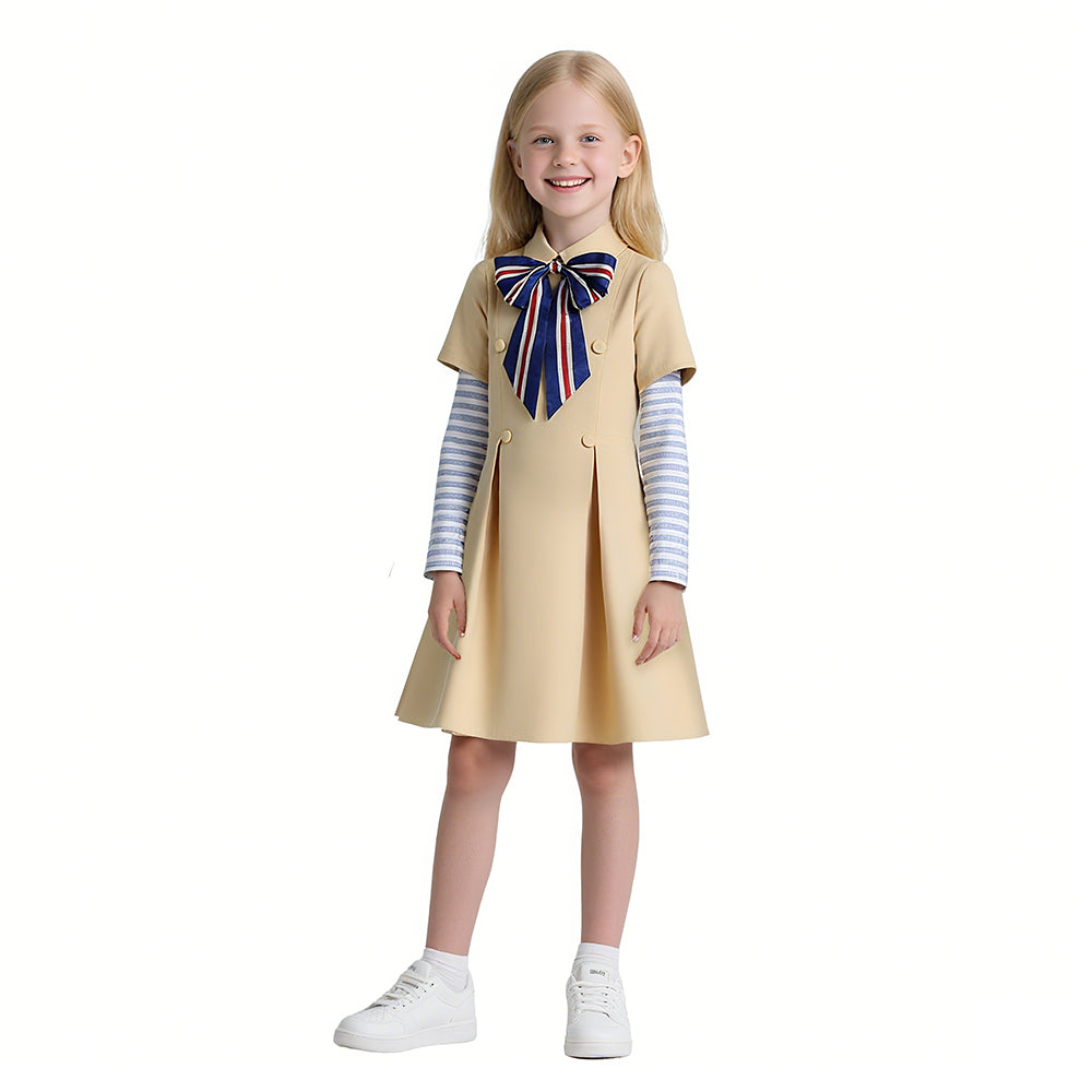 Megan Dress Kids Adults AI Robot Khaki Costume Shirt Dress and Bowknot Full Set for Halloween Carnival