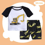 Baby Excavator Shirt and Shorts 100% Cotton 2 Piece Printing Clothes