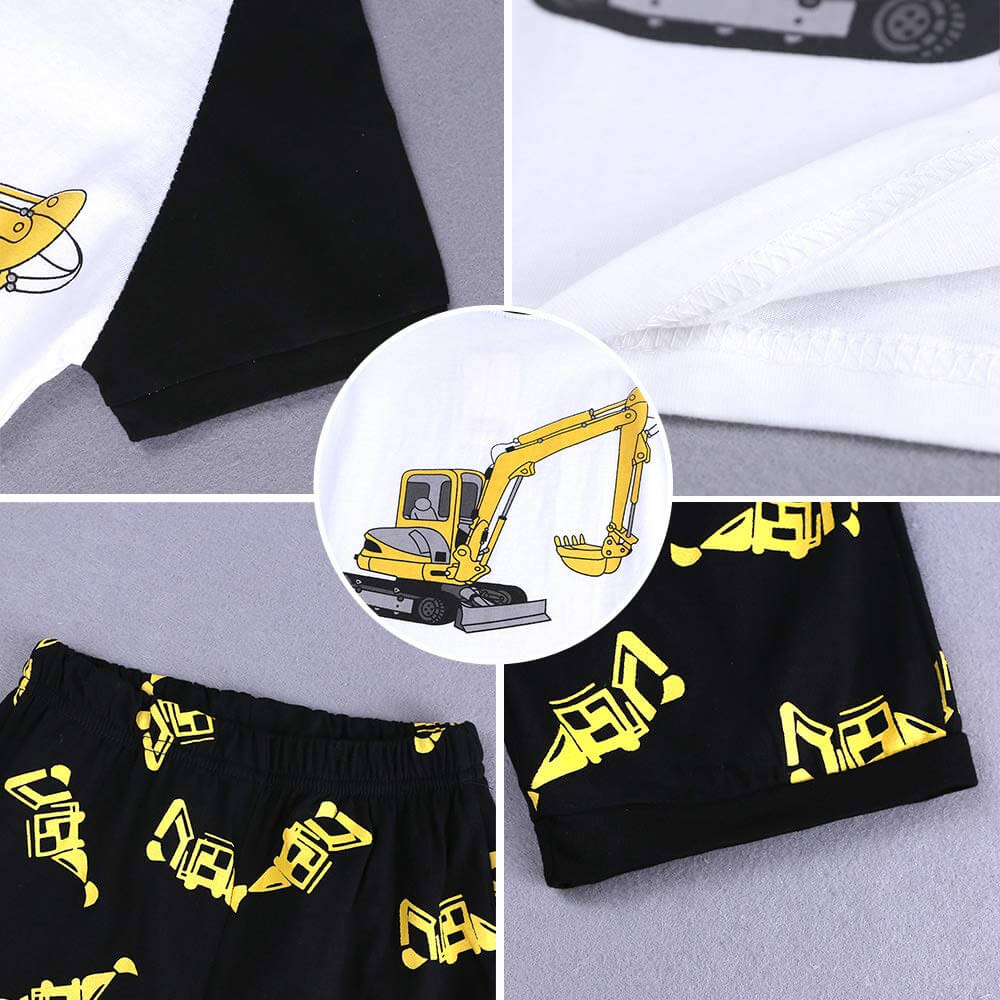 Baby Excavator Shirt and Shorts 100% Cotton 2 Piece Printing Clothes
