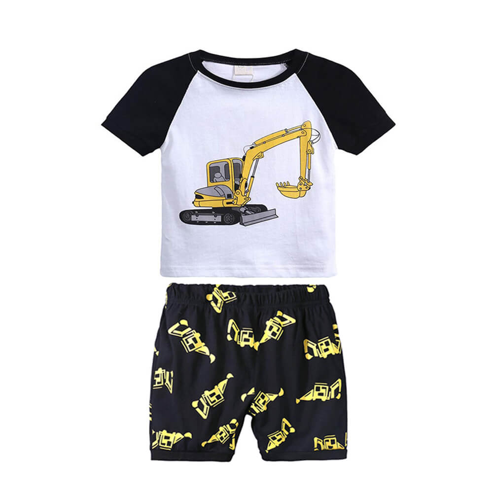 Baby Excavator Shirt and Shorts 100% Cotton 2 Piece Printing Clothes