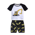 Baby Excavator Shirt and Shorts 100% Cotton 2 Piece Printing Clothes