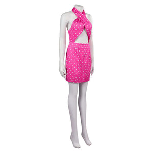 Margot Robbie Sparkling Pink Dress Barbara Day to Night Outfit Carnival Party Cosplay Costume