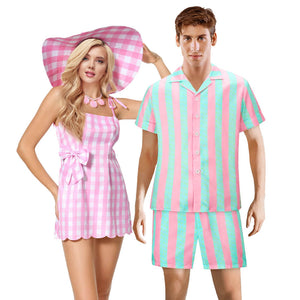 Couples Beach Outfit Lady Bikini Dress and Men Shirt w/ Shorts Costume for Summer Vacation