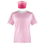 Barbiecore Ken Nautical Shirt Couple's Pink Striped Shirt with Sailor Cap Halloween Costume