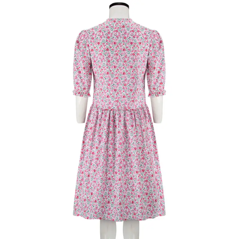 Women's Barbara Maitland Costume Pink Floral Dress for Ghost Barbara Cosplay Dress Up