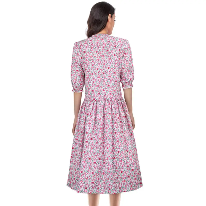 Women's Barbara Maitland Costume Pink Floral Dress for Ghost Barbara Cosplay Dress Up