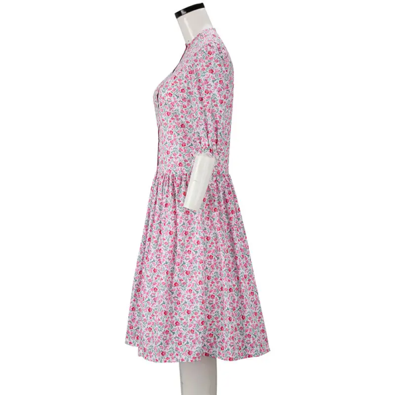 Women's Barbara Maitland Costume Pink Floral Dress for Ghost Barbara Cosplay Dress Up