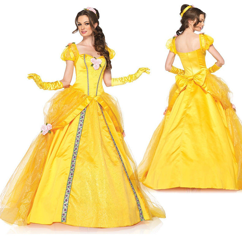 Women Belle Dress Movie Cosplay Princess Belle Costume Party Ball Gown – Sun Baby