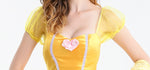 Women Belle Dress Movie Cosplay Princess Belle Costume Party Ball Gown Yellow Satin Carnival Dress