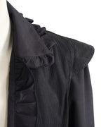 Mens Masquerade Costume S4 Vintage Black Ruffle Shirt Pants and Eye Mask 3pcs Set for Halloween Cosplay