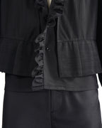 Mens Masquerade Costume S4 Vintage Black Ruffle Shirt Pants and Eye Mask 3pcs Set for Halloween Cosplay