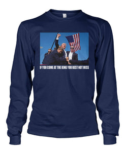 Best Not Miss Donald Trump Shot Shirts Long Sleeve Round Neck Sweatshirts