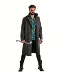 Boys Billy Costume Blue Shirt and Black Trench Coat for Cosplay Themed Events