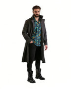 Boys Billy Costume Blue Shirt and Black Trench Coat for Cosplay Themed Events