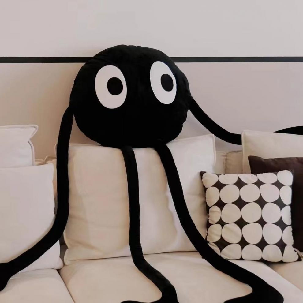 Cute Plush Toy Black Briquette Cushion Long Arms Legs Various Postures Stuffed Doll Pillow Holiday Gift