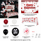 Bloody Horror Halloween Party Decor Kit Blood Handprint Backdrop and Eyeball Balloon for Halloween and Horror Parties