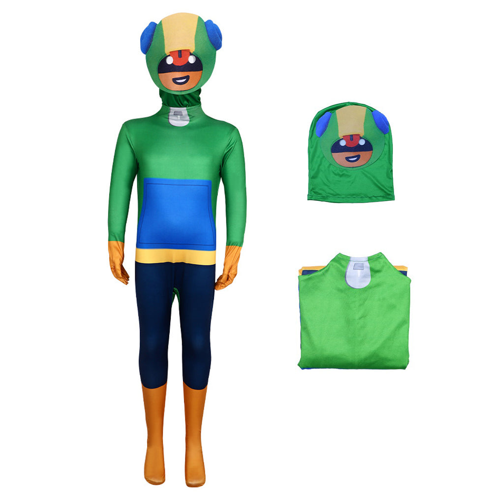 Kids Stealthy Brawler Costume Chameleon Green Cosplay Outfit for Dress Up Party