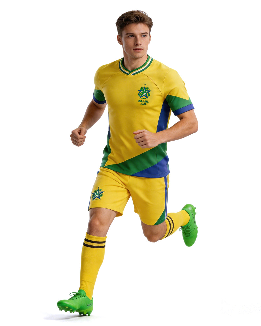 Brazil Soccer Team Jersey Father Son 2026 Football Uniform 3pcs Set for Stadium Cheering Events