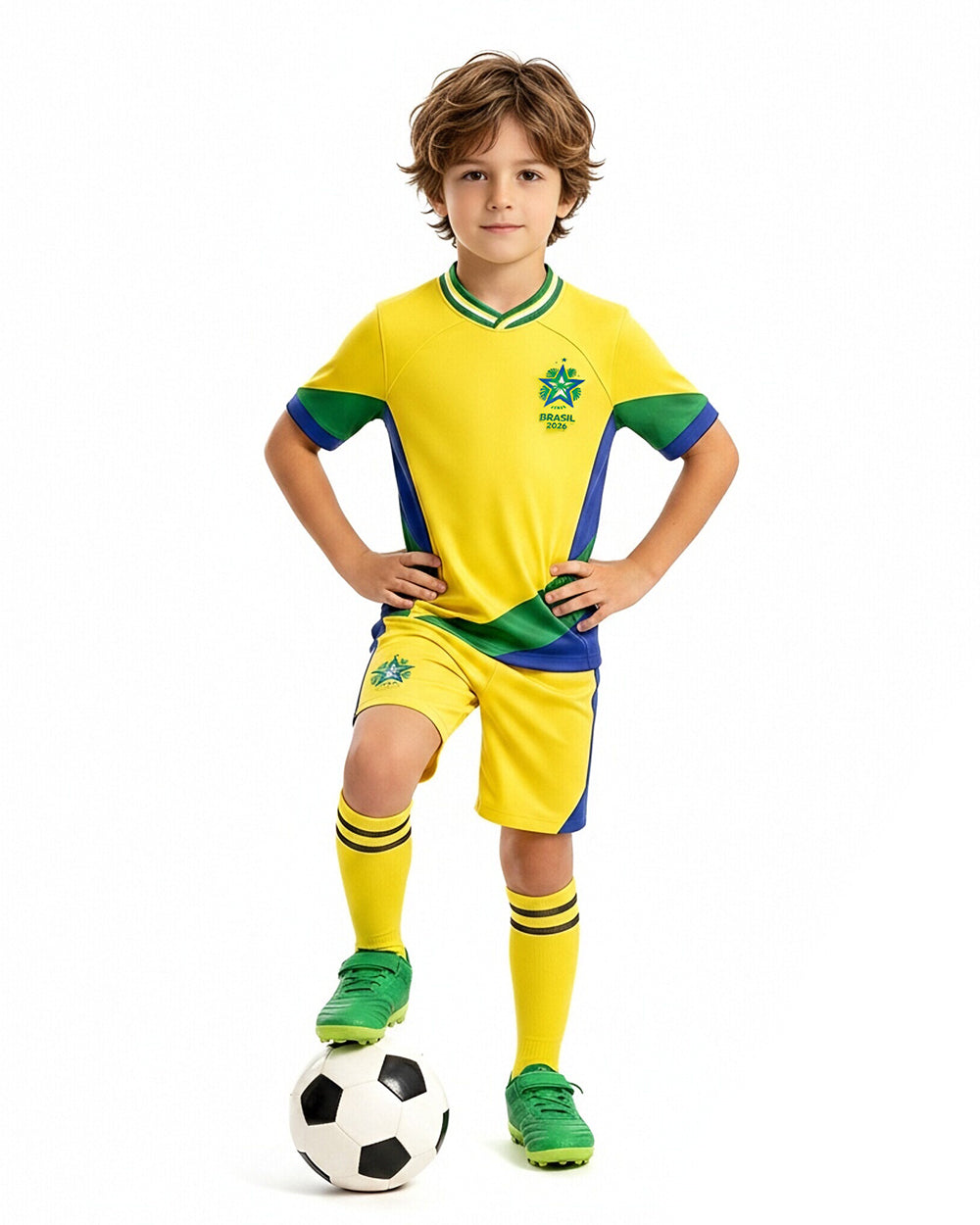 Brazil Soccer Team Jersey Father Son 2026 Football Uniform 3pcs Set for Stadium Cheering Events