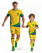 Brazil Soccer Team Jersey Father Son 2026 Football Uniform 3pcs Set for Stadium Cheering Events
