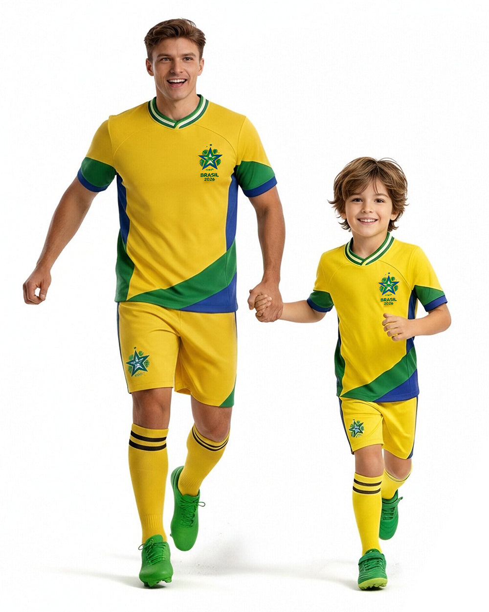 Brazil Soccer Team Jersey Father Son 2026 Football Uniform 3pcs Set for Stadium Cheering Events