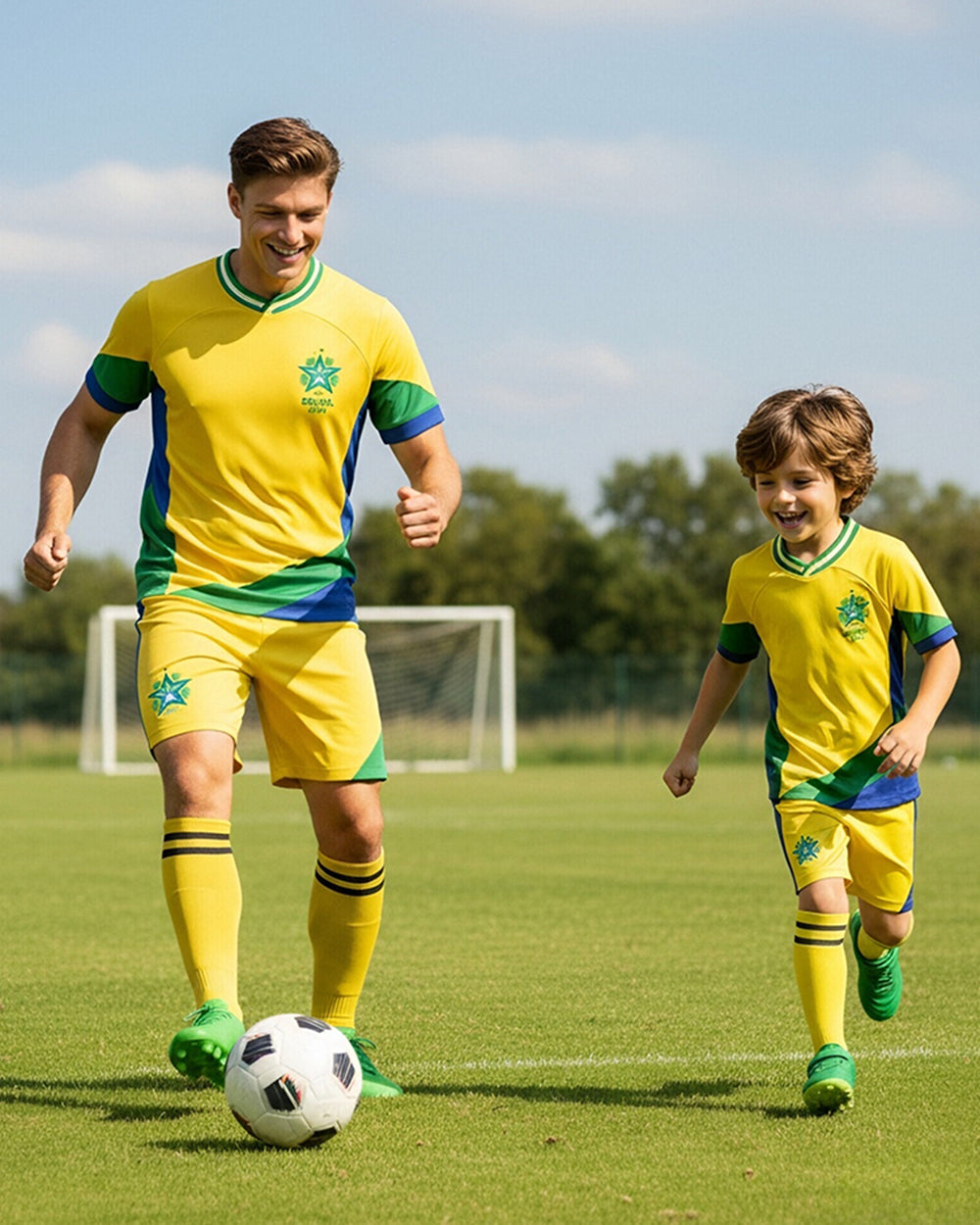 Brazil Soccer Team Jersey Father Son 2026 Football Uniform 3pcs Set for Stadium Cheering Events