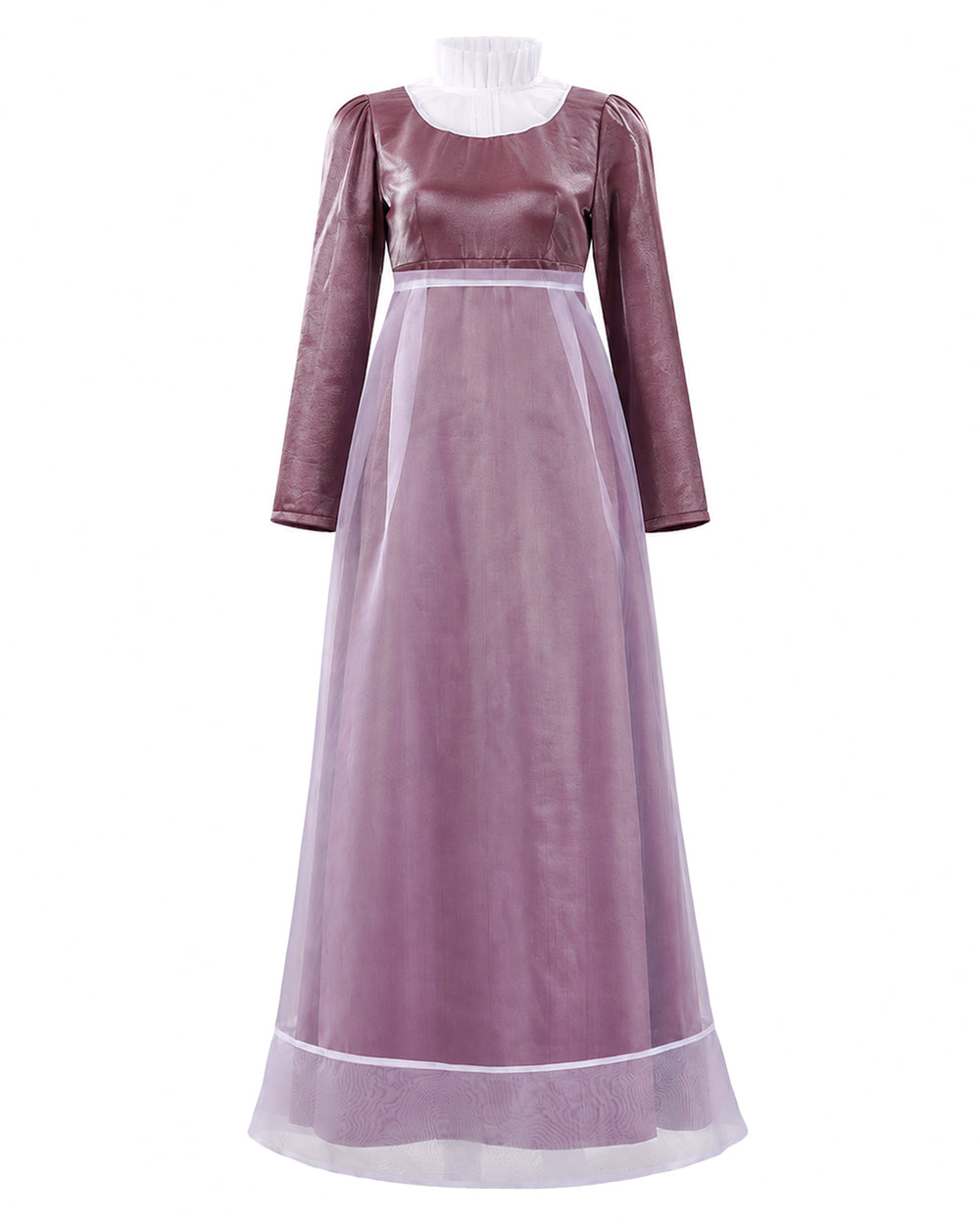 Women Maid Costume Victorian Long Sleeve Maxi Double Layer Gown for Themed Parties