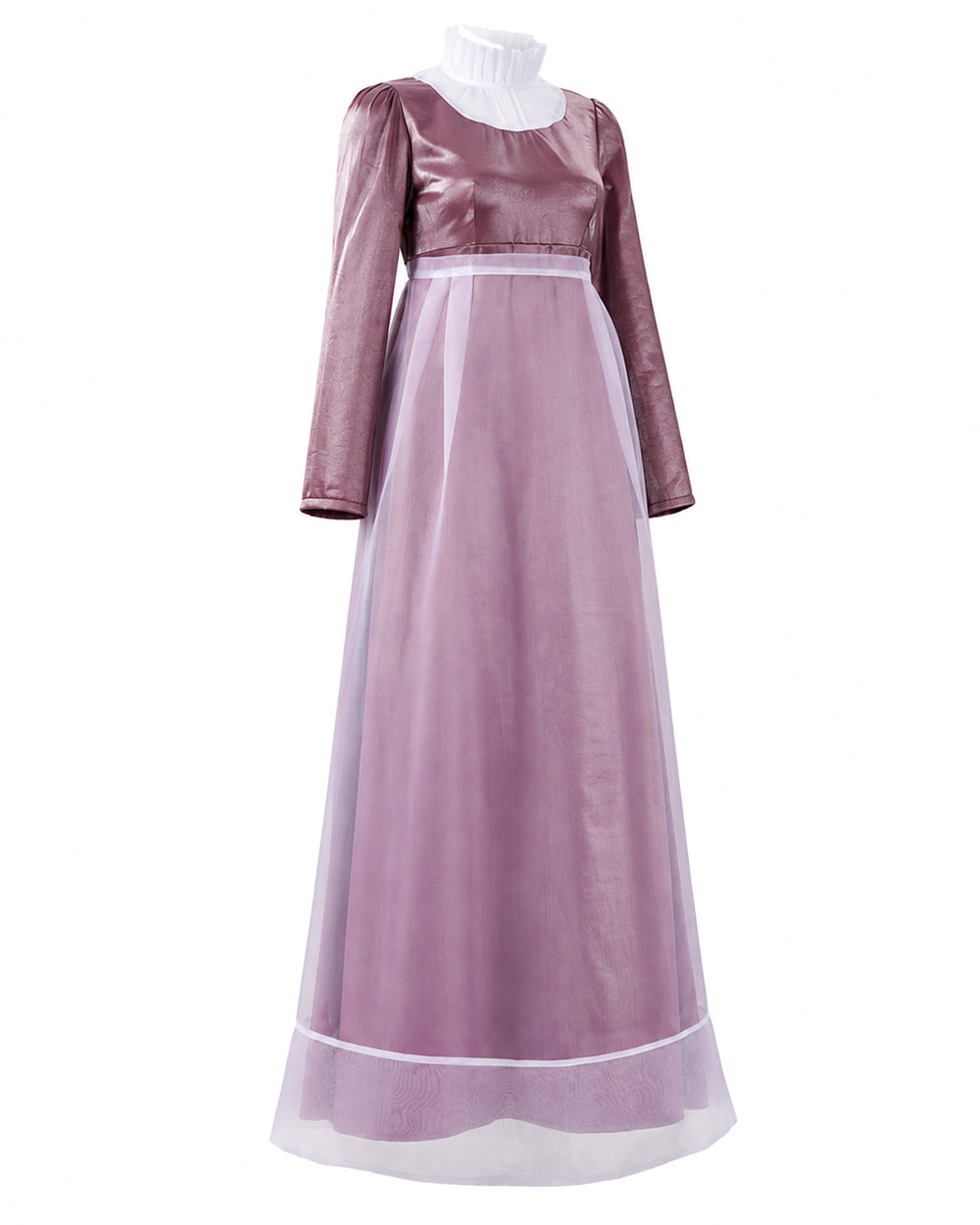 Women Maid Costume Victorian Long Sleeve Maxi Double Layer Gown for Themed Parties
