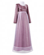 Women Maid Costume Victorian Long Sleeve Maxi Double Layer Gown for Themed Parties