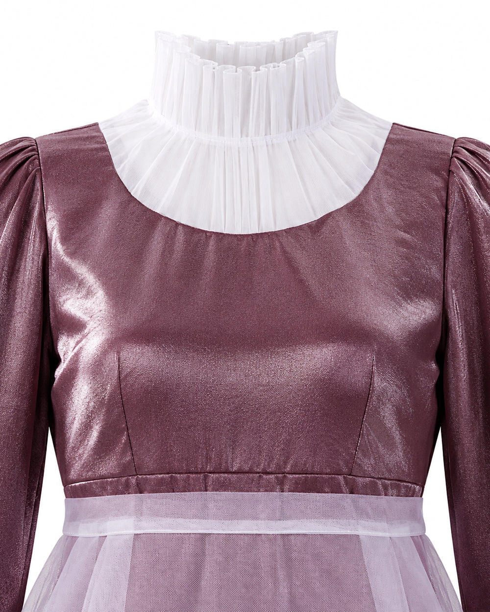Women Maid Costume Victorian Long Sleeve Maxi Double Layer Gown for Themed Parties
